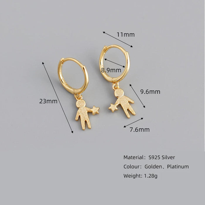 Anyco Earrings Gold Plate Minimalist Creative New Statue Portrait Star Buckle For Women Girl Fashion Stylish Rock Accessories Jewelry Gifts