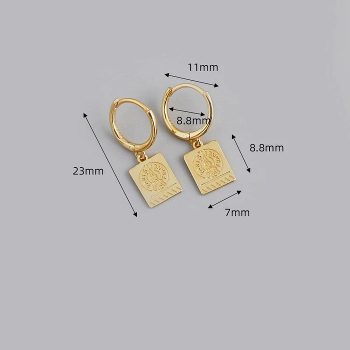 Anyco Earrings Gold Plated Punk Retro Geometric Square Tower Stud For Women Girl Teen Elegant Fashion Stylish Accessories Jewelry Gifts