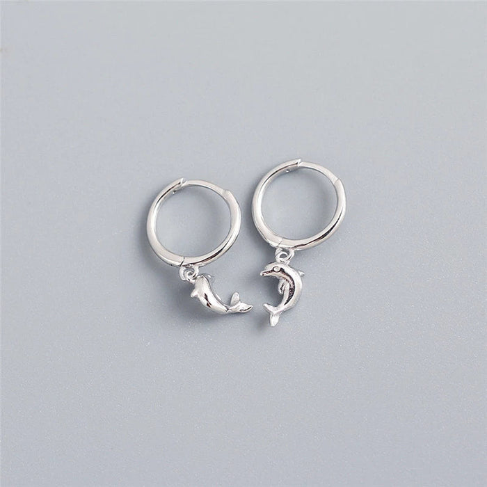 Anyco Earrings Sterling Silver Cute Romantic Dolphin Love Ball Animal Stud For Women Girl Teen Chic Fashion Stylish Accessories Jewelry Gifts