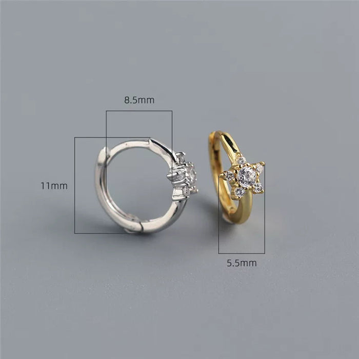 Anyco Earrings Gold Plated Pave Zircon Star Minimalist Ear Buckle For Women Girl Fashion Stylish Rock Punk Accessories Jewelry Gifts