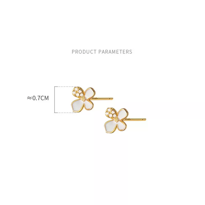 Anyco Fashion Earrings Gold Plated 925 Sterling Silver Cute White Flower Stud for Women Teen Girl Jewelry Gift