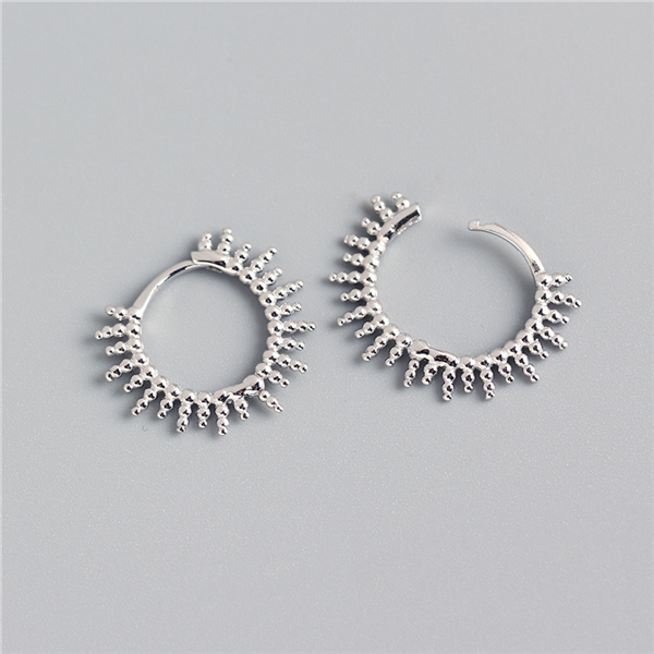 Anyco Earrings Sterling Silver Geometric Small Beads Circle Stud For Women Girl Fashion Stylish Rock Punk Accessories Jewelry Gifts