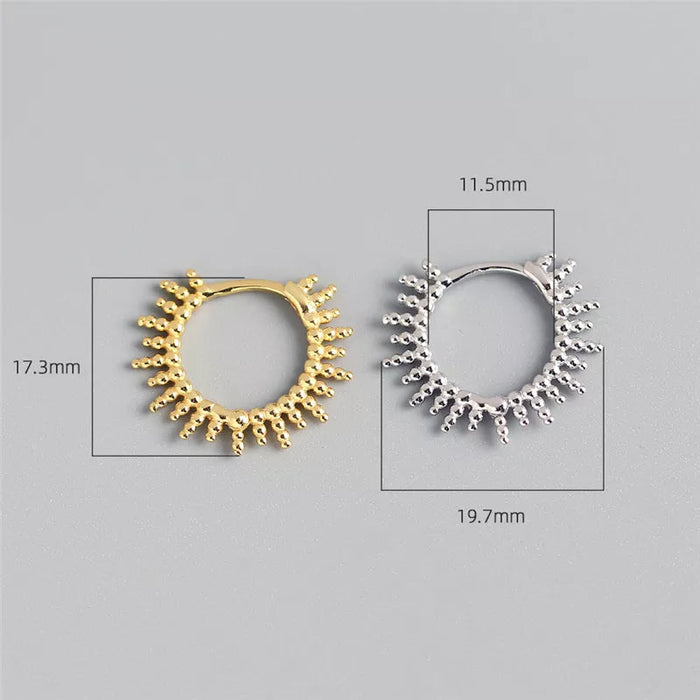 Anyco Earrings Sterling Silver Geometric Small Beads Circle Stud For Women Girl Fashion Stylish Rock Punk Accessories Jewelry Gifts