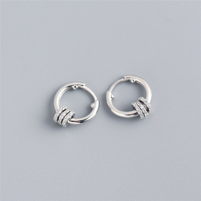 Anyco Earrings Sterling Silver Luxury Small Circle Lucky Ear Buckle For Women Girl Teen Chic Fashion Stylish Accessories Jewelry Gifts