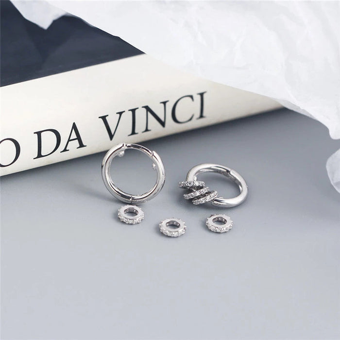 Anyco Earrings Sterling Silver Luxury Small Circle Lucky Ear Buckle For Women Girl Teen Chic Fashion Stylish Accessories Jewelry Gifts