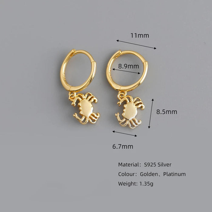 Anyco Earrings Gold Plated Chic Creative Ocean Crab Dangle Stud  For Women Girl Teen Perfect Fashion Stylish Accessories Jewelry Gifts