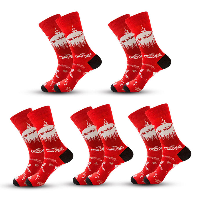 Anysox 5 Pairs Red Size 5-13 Socks Crystal Silk Tide Winter Holiday Design Plus Snowflake Stocking Comfortable To Wear