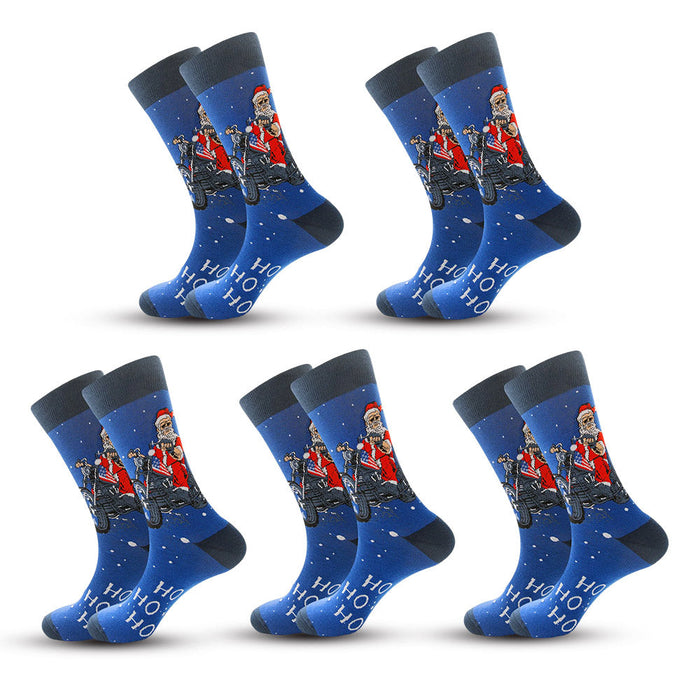 Anysox 5 Pairs Blue Size Size 5-13 Socks Crystal Silk Tide Winter Holiday Design Plus Snowflake Stocking Comfortable To Wear