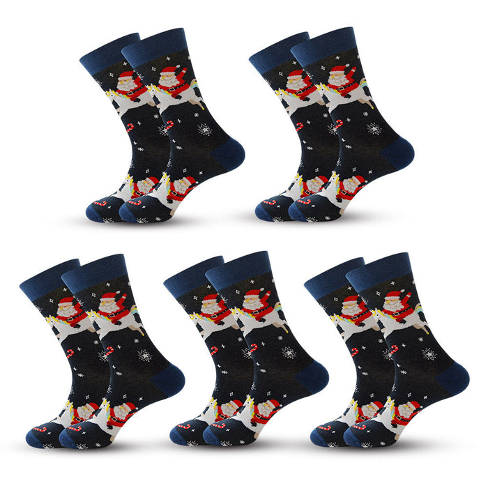 Anysox 5 Pairs Black Size 5-13 Socks Crystal Silk Tide Winter Holiday Design Plus Snowflake Stocking Comfortable To Wear