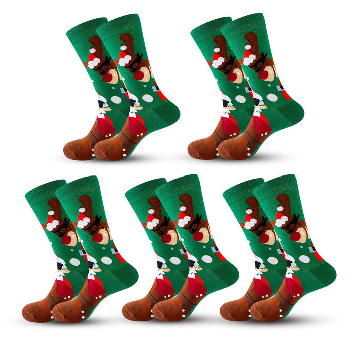 Anysox 5 Pairs Red Green Size 5-13 Socks Crystal Silk Tide Reindeer Winter Holiday  Plus Snowflake Stocking Comfortable To Wear Perfect For Women