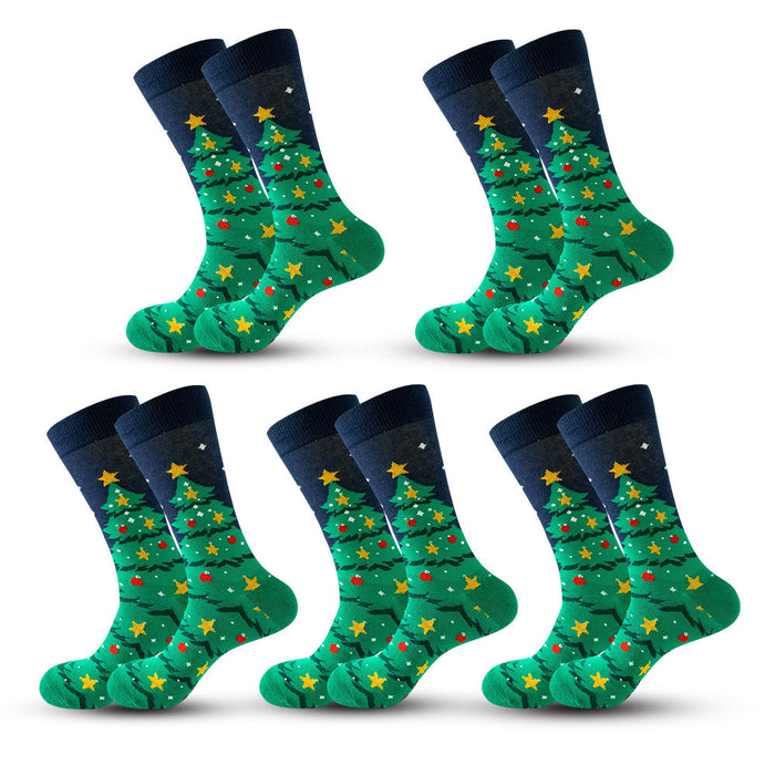 Anysox 5 Pairs Green Blue Size 5-13 Socks Crystal Silk Tide Winter Holiday Design Plus Snowflake Stocking Comfortable To Wear Perfect For Women