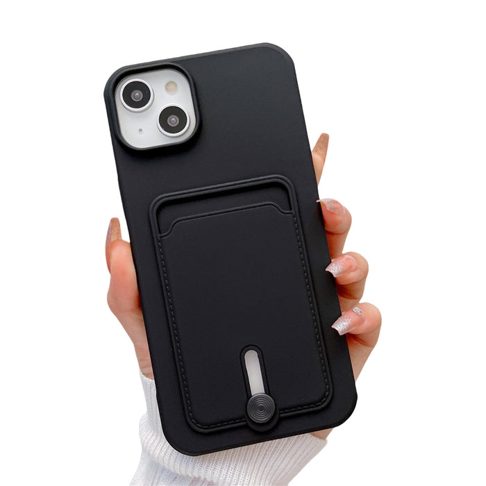 Anymob iPhone Black Wallet Card Slots Holder Case Soft Silicone Shockproof Cover