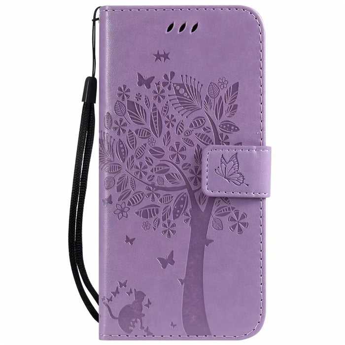 Anymob Huawei Phone Case Violet 3D Tree Flip Leather Wallet Cover