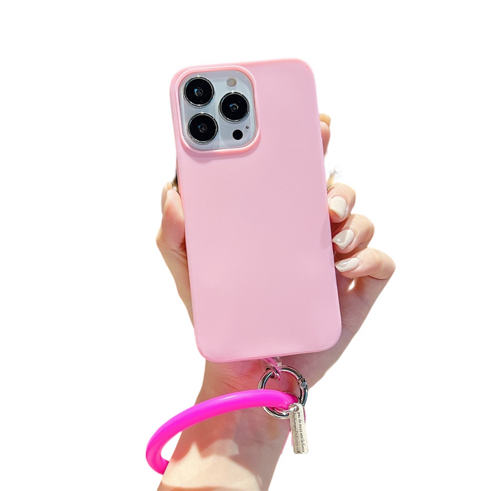 Anymob iPhone Case Pink Soft Silicone Wristband Bumper Cover