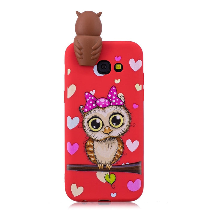 Anymob Samsung Case Red Owl Soft Silicone 3D Unicorn Panda Phone Cover Protection