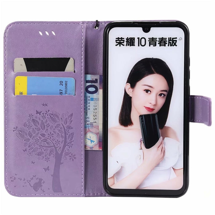 Anymob Huawei Phone Case Violet 3D Tree Flip Leather Wallet Cover