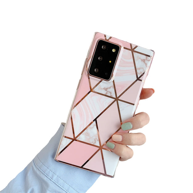 Anymob Samsung Pink Geometric Marble Phone Case Silicone Cover