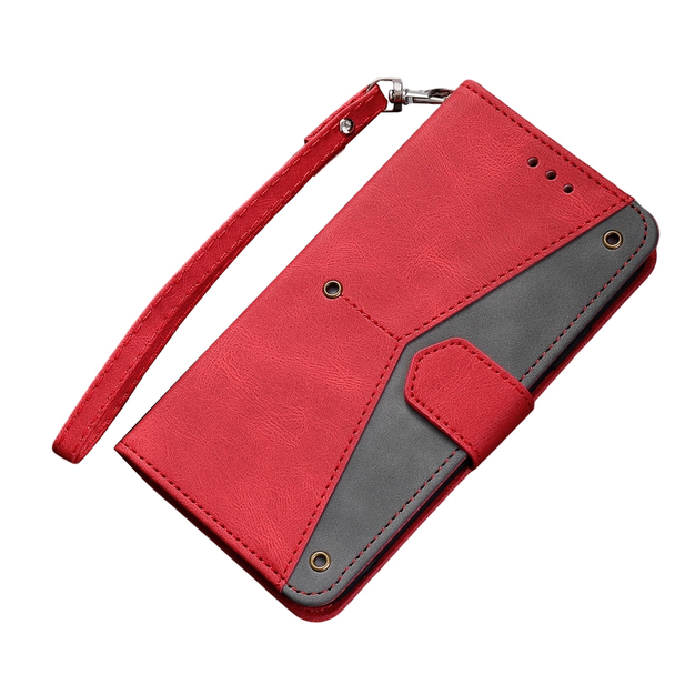 Anymob Samsung Red Splicing Flip Leather Case Card Slot Wallet Phone Cover