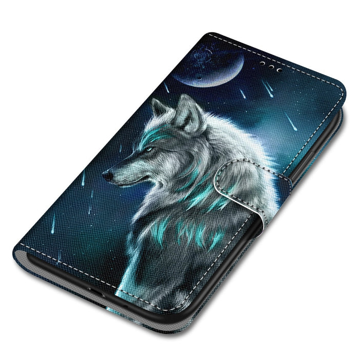 Anymob Samsung Werewolf Cute Animal Painted Leather Phone Case Flip Wallet Phone Bag Cover