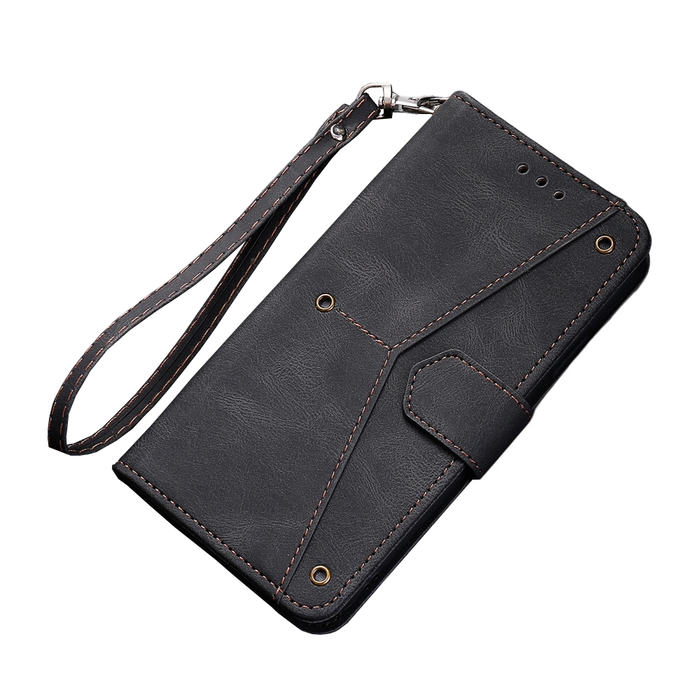 Anymob Samsung Charcoal Black Splicing Flip Leather Case Card Slot Wallet Phone Cover