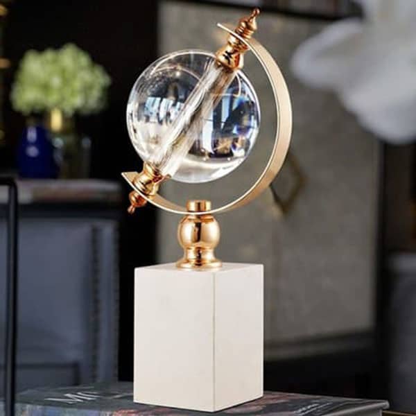 Anyhouz 26cm Modern Creative Glass Globe Tabletop Home Decor Modern Art Living Room Display House Decorative Crafts Metal Ornaments