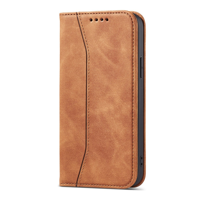 Anymob iPhone Case Light Brown Magnetic Flip Book Style Wallet Protection Cover