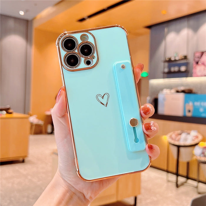 Anymob iPhone Case Turquoise Plating Wristband Love Heart Bracket Soft Cover