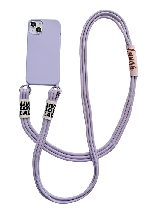 Anymob iPhone Lavender Crossbody Lanyard Neck Strap Cord Case Matte Soft Silicone Cover