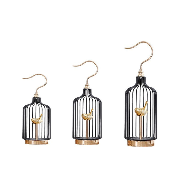 Anyhouz 42cm Golder Handle Birdcage Tabletop Home Decor Modern Art Living Room Display House Decorative Crafts Metal Ornaments