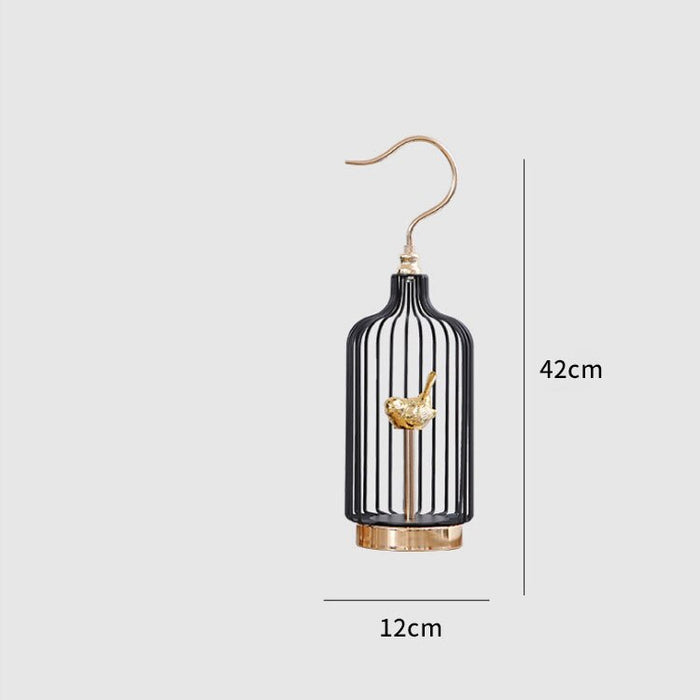 Anyhouz 42cm Golder Handle Birdcage Tabletop Home Decor Modern Art Living Room Display House Decorative Crafts Metal Ornaments