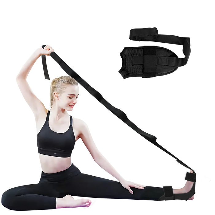 Anyfit Yoga Band Stretcher Solid Black Strap Resistance Belt Pilates Exercise Stretcher Fitness Tool