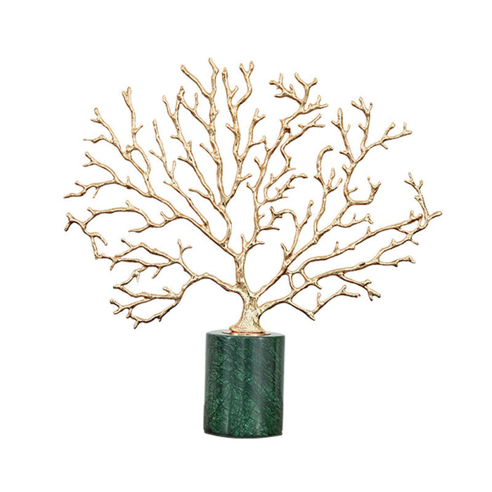 Anyhouz 31cm Tree Snowflake Tabletop Home Decor Modern Art Living Room Display House Decorative Crafts Metal Ornaments with Marble Base