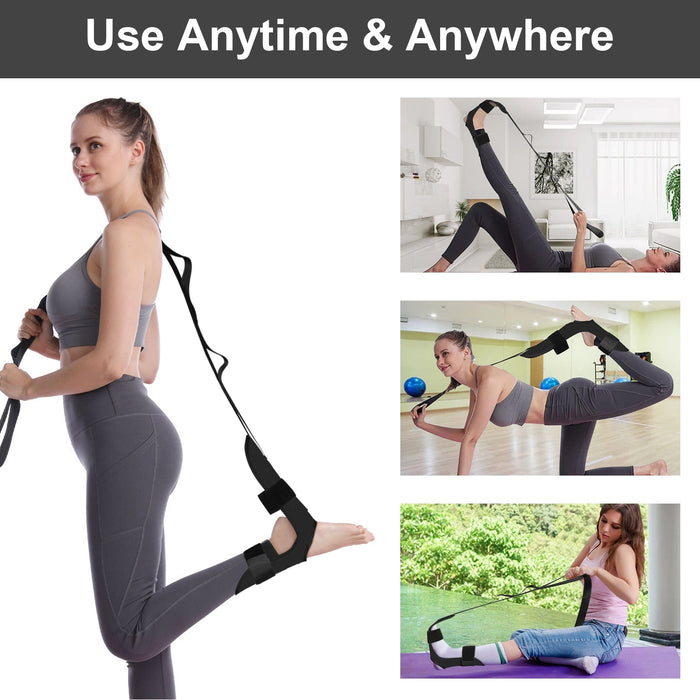 Anyfit Yoga Band Stretcher Solid Black Strap Resistance Belt Pilates Exercise Stretcher Fitness Tool