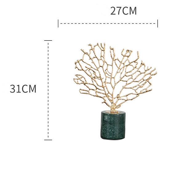 Anyhouz 31cm Tree Snowflake Tabletop Home Decor Modern Art Living Room Display House Decorative Crafts Metal Ornaments with Marble Base