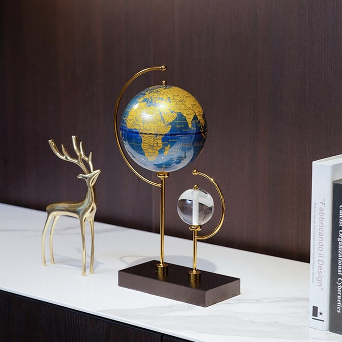 Anyhouz 18*37cm Creative Globe Desktop Ornaments Tabletop Home Decor Modern Art Living Room Display House Decorative Crafts Metal Ornaments