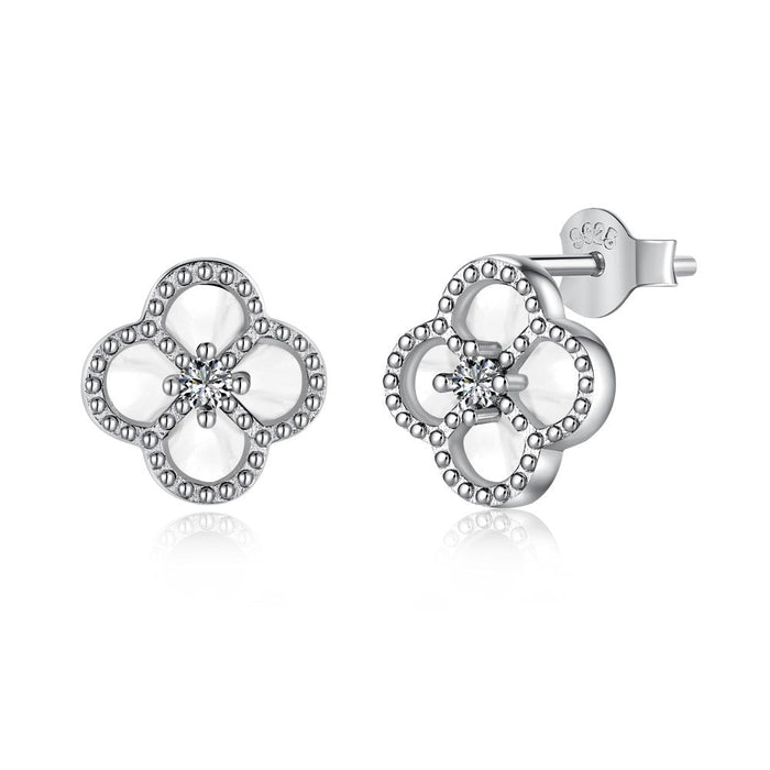 Anyco Earrings Silver 925 Sterling Clover Earrings Jewelry Women Diamond Cubic Zirconia Earring