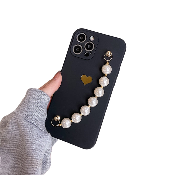 Anymob iPhone Black Love Heart Pearl Bracelet Phone Case Mini Soft Silicone Back Cover