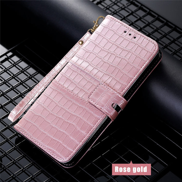 Anymob Samsung Rose Gold Leather Case Cover 3D Flip Wallet Phone Protection