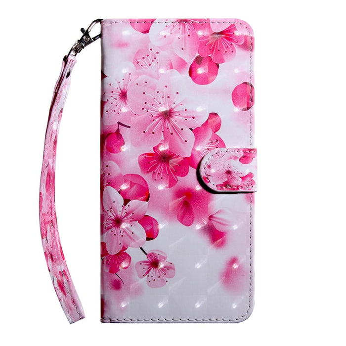 Anymob Xiaomi Redmi Phone Case Pink Flower Leather Flip Wallet Cover