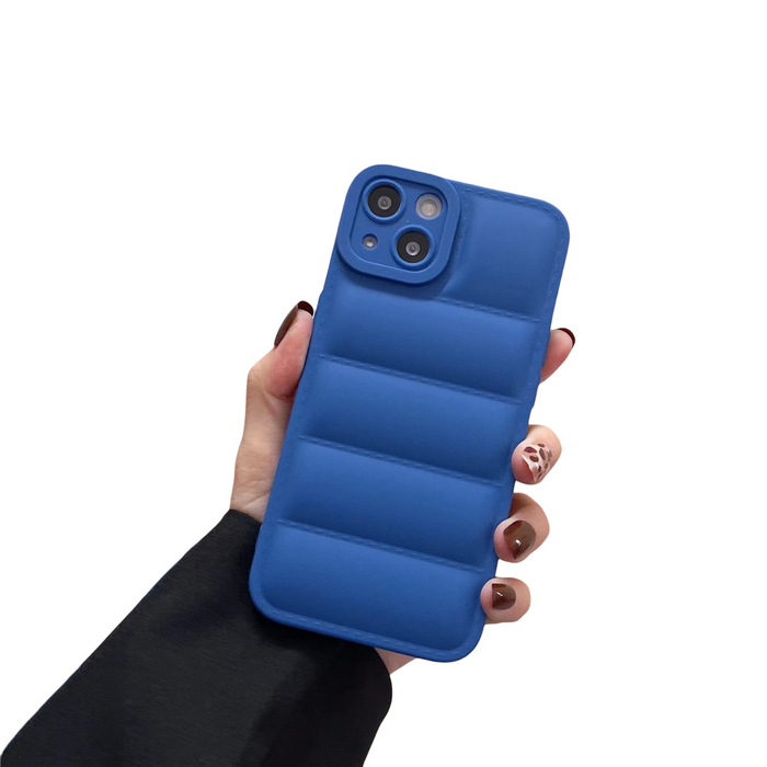 Anymob iPhone Case Blue Fashion Down Jacket Soft Silicon Cover Camera Protection Shockproof Case