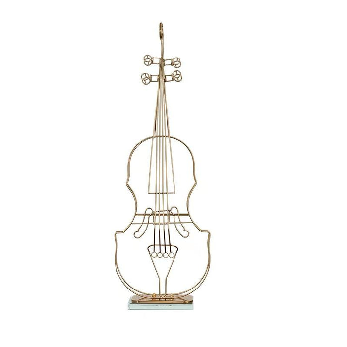 Anyhouz 64cm Violin Sculpture Instrument Tabletop Home Decor Modern Art Living Room Display House Decorative Crafts Metal Ornaments