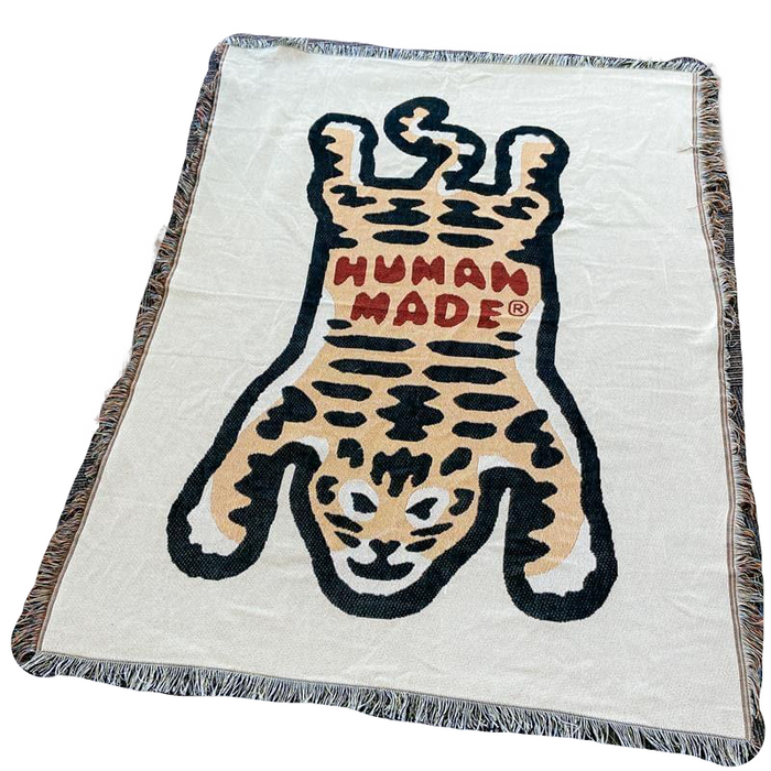 Anyhouz Yellow Blanket Human Made Sofa Thick Outdoor Camping Mat Tiger Pattern Home Decorate Tapestry Nap Blanket