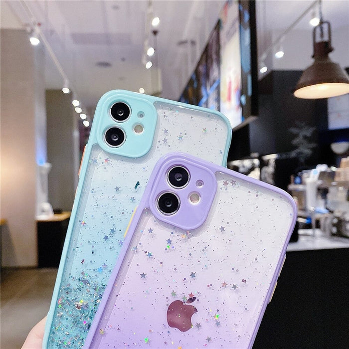 Anymob iPhone Case Pink Luxury Glitter Sequins Camera Protection Silicone For 13 11 12 Pro Max XR XS Max 7 8 Plus SE 2020