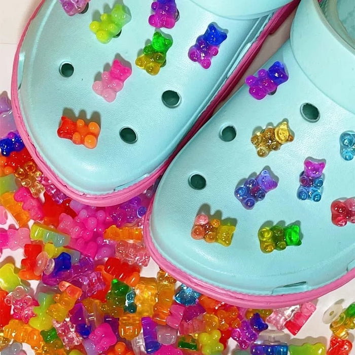 Anykidz 10pcs Pink Blue Bear Shoe Charm Jibbits Accessories Jeans Clogs Pendants Designer Ornament