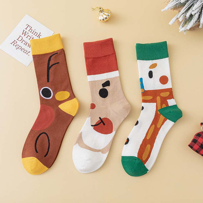 Anysox 3 Pairs One Size 4-5 Multi Holiday Socks Fashion Combed Cotton Gift Party Happy Funny Socks