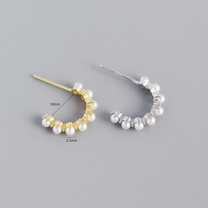 Anyco Stud Fashion Earrings Simple Bohemian Pearl  Women Goth Hip Hop Piercing Hoop Jewelry Gold