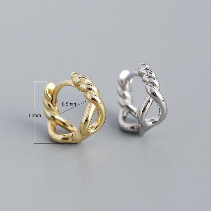 Anyco Hoop Earrings Unique Twist Hollow Huggies Minimalist Bohemian Hip Hop Gothic Sterling Silver For Women Party Jewelry Silver