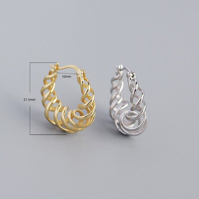 Anyco Earrings Hip Hop Punk Hollow Twisted  Unique Exaggerated Hoop Piercing For Women Jewelry Gold